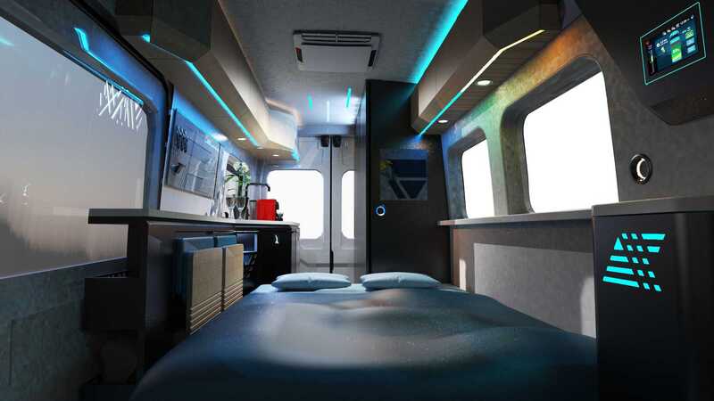 浴廁、廚房、空調、餐桌、折疊床《Ford Transit》商旅廂型車變身超實用純電露營車